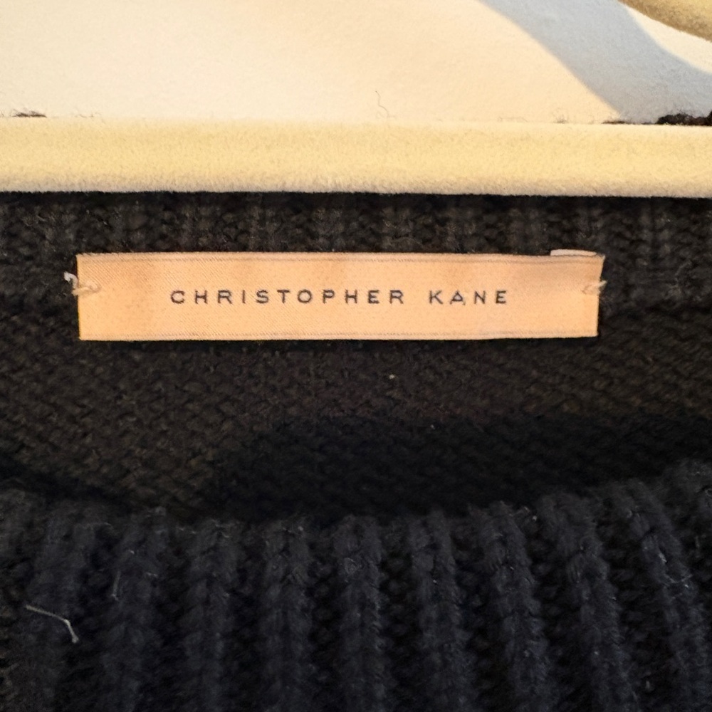 Christopher Kane Black Crewneck Sweater with White Intarsia 'K' - Picture 4 of 6